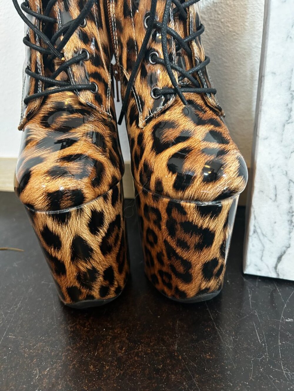 Leopard Print Mid Calf Hella Heels - Picture 3 of 5